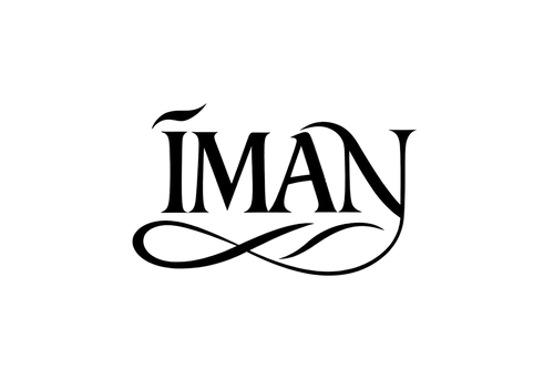 Black 'IMAN' logo on a transparent background